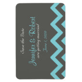 Houtskool en Aqua Chevron Bruiloft Save the Date Magneet (Verticaal)
