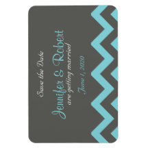 Houtskool en Aqua Chevron Bruiloft Save the Date