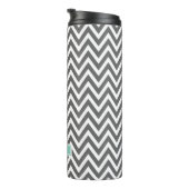 Houtskool en Aqua Chevron Monogram Thermosbeker (Geroteerd rechts)