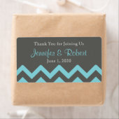 Houtskool en Aqua Chevron Posh Waterfles Label (Insitu)