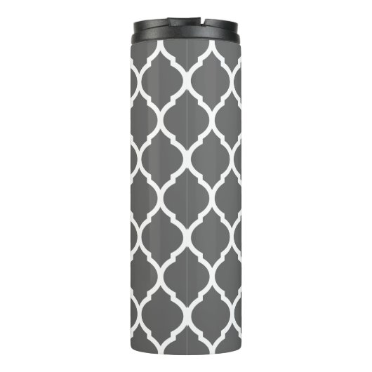 Houtskool en Aqua Marokkaans Quatrefoil Monogram Thermosbeker (Achterkant)