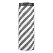 Houtskool en Aqua Preppy Stripes Monogram Thermosbeker (Achterkant)