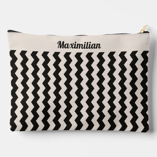 Houtskool en Cement Chevrons-GROTE Accessoire Pouc Etui (Achterkant)