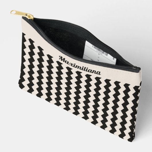 Houtskool en Cement Chevrons-KLEINE Accessoire Pou Etui (Open)
