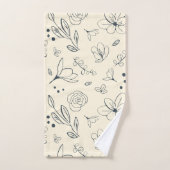 Houtskool en Crème Trendy Clean Floral Pattern Bad Handdoek (Handdoek)