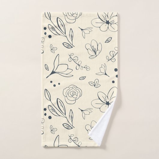 Houtskool en Crème Trendy Clean Floral Pattern Bad Handdoek (Handdoek)