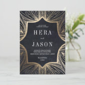 Houtskool en Faux goud Art Nouveau uitnodigen, Kaart (Staand voorkant)