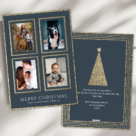 Houtskool en Goud Kerstfoto Collage Feestdagenkaart