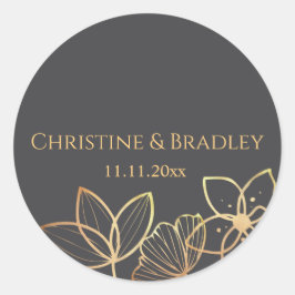 Houtskool en goud ronde sticker