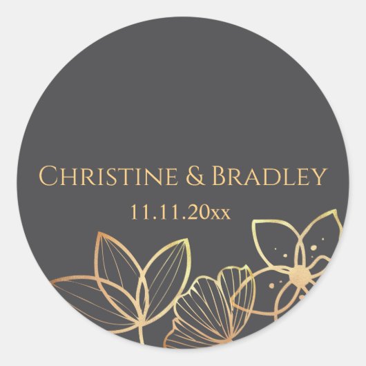 Houtskool en goud ronde sticker (Voorkant)