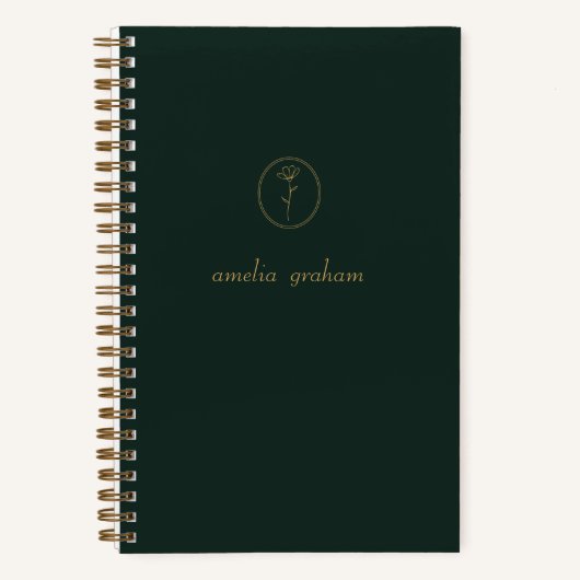 Houtskool en goudbloem Logo-monogram Notitieboek (Voorkant)