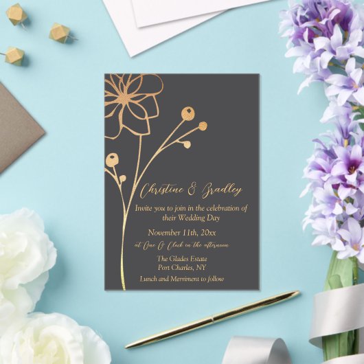 Houtskool en gouden bruiloft acryl uitnodigingen (Insitu (Huwelijk))