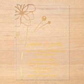 Houtskool en gouden bruiloft acryl uitnodigingen (Voorkant)