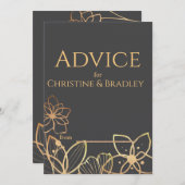 Houtskool en gouden bruiloft advieskaart (Voorkant / Achterkant)