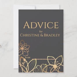 Houtskool en gouden bruiloft advieskaart