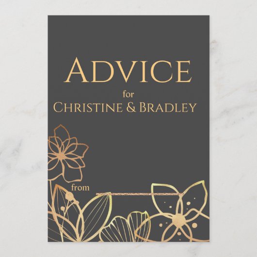 Houtskool en gouden bruiloft advieskaart (Voorkant)