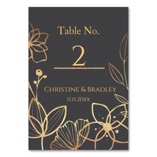 Houtskool en gouden bruiloft kaart (Voorkant)