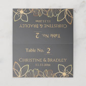 Houtskool en gouden bruiloft plaatskaartje (Buitenkant ongevouwen)