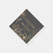 Houtskool en gouden bruiloft servet (Hoek)