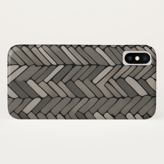 Houtskool en grijze visgraat Elegante geometrische Case-Mate iPhone Case (Achterkant (horizontaal))