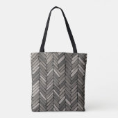 Houtskool en grijze visgraat Elegante geometrische Tote Bag (Achterkant)