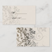 Houtskool en ivoor filigraan trouwplaats kaarten plaatskaartje (Voorkant / Achterkant)