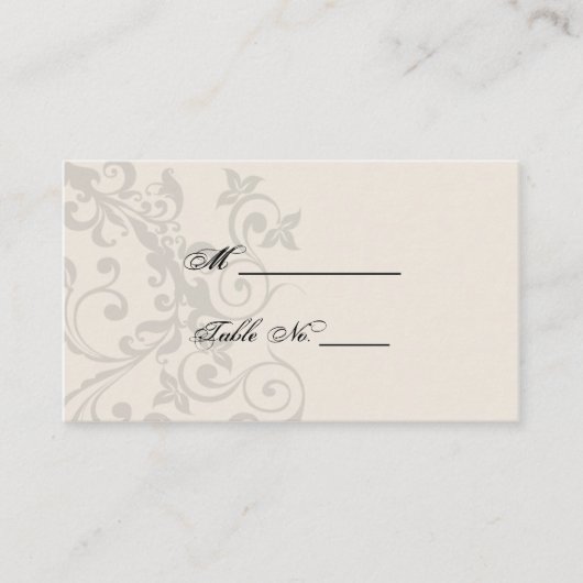 Houtskool en ivoor filigraan trouwplaats kaarten plaatskaartje (Voorkant)