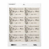 Houtskool en Ivoor Filigraan Water Fles Label (Full Sheet)