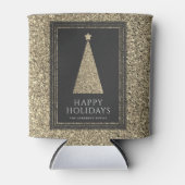 Houtskool en koper goud glitter kerstboom blikjeskoeler (Voorkant)
