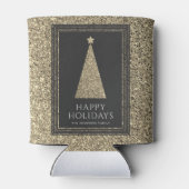 Houtskool en koper goud glitter kerstboom blikjeskoeler (Achterkant)