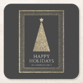 Houtskool en koper goud glitter kerstboom kartonnen onderzetters (Voorkant)