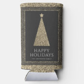 Houtskool en koper goud glitter kerstboom seltzer blikjeskoeler (Achterkant)