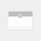 Houtskool en Mintgroene Chevrons Aangepast Monogra Post-it® Notes (Voorkant)