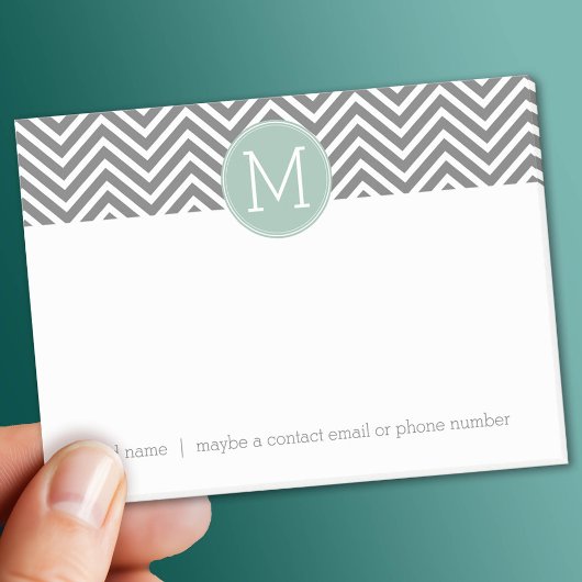 Houtskool en Mintgroene Chevrons Aangepast Monogra Post-it® Notes
