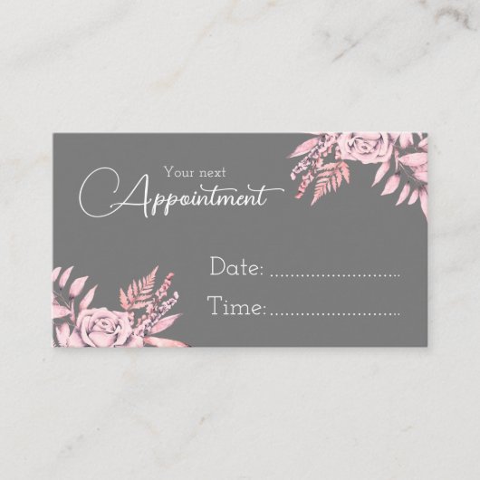 Houtskool en roze verfijnde afspraakkaart afsprakenkaartje (Voorkant)