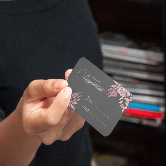 Houtskool en roze verfijnde afspraakkaart afsprakenkaartje