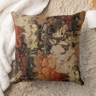 Houtskool en Rust Fractal kunst Kussen