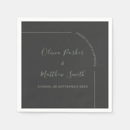 Houtskool en Saliegroen Elegante Minimalistische T Servet