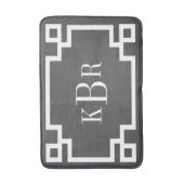 Houtskool en Wit Grieks Key Custom Monogram Badmat (Voorkant Verticaal)