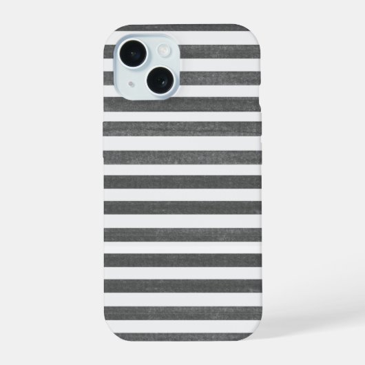 Houtskool en Witte Streep iPhone 15 Case (Achterkant)