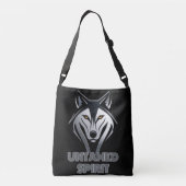 Houtskool en Zilveren Wolf in Abstracte Bold Lines Crossbody Tas (Achterkant)