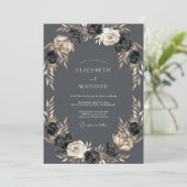 Houtskool Ethische Botanische Bruiloft Kaart (Staand voorkant)