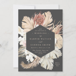 Houtskool Floral Pampas gedroogd gras tropisch Oer Kaart