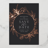 houtskool | Florence Folie Save the Date Card Folie Uitnodiging (Voorkant)