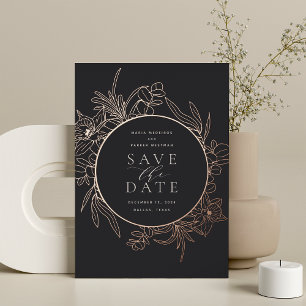 houtskool   Florence Folie Save the Date Card Folie Uitnodiging