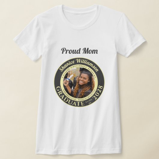 Houtskool Foto Moderne Afstuderen Trotse Moeder T-shirt (Laagn)