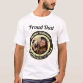 Houtskool Foto Moderne Afstuderen Trotse Vader T-shirt (Voorkant)