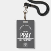 Houtskool gebeds kerk vrijwilliger badge met logo (Achterkant met lanyard)