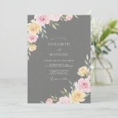 Houtskool Gele Blush Geschilderde Trouw Kaart (Staand voorkant)