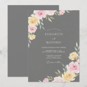 Houtskool Gele Blush Geschilderde Trouw Kaart (Voorkant / Achterkant)